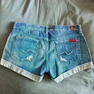Medium wash 7 For All Man Kind denim shorts